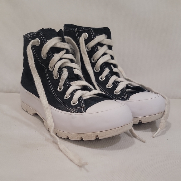 CHUCK FAYLOR BLACK CONVERSE ALL STAR LUGGED PLATFORM SNEAKERS (sz 5.5) - Picture 1 of 8